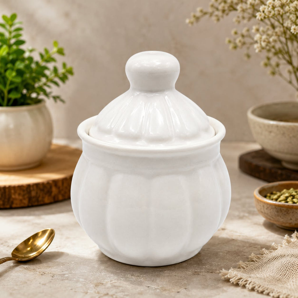 Barniwala Ceramic Tamatar Handi Loota Storage Jar with Lid | Cute & Stylish Kitchen Container for Spices, Sugar, Tea, Coffee, Dry Fruits & Snacks | Decorative Food Storage Organizer