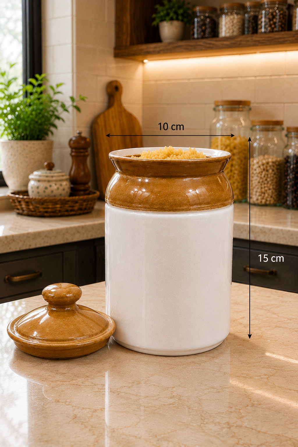 Barniwala 500 ML Ceramic Cylindrical Storage Jar with Lid | Premium Kitchen Container for Pickle, Achar, Spices, Sugar, Tea, Coffee, Dry Fruits & Snacks | Stylish Pantry Organizer & Food Storage Canister