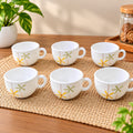 La Opala Autumn Flowers Cup Set of 6, 100 ml Each | Elegant Floral Design Tea & Coffee Cups | Premium White Opalware Cups for Home, Kitchen & Gifting