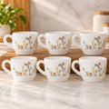 CELLO Queen Hanging Garden Coffee & Tea Cups Set of 6, 130 ML | Floral Printed Cups for Tea, Coffee & Milk | Elegant Tableware for Home & Office