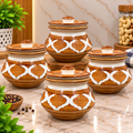 Barniwala 200 ML Ceramic Fancy Handi Jar with Lid | Decorative Kitchen Storage Container for Pickle, Achar, Spices, Sugar, Tea, Coffee, Dry Fruits & Snacks | Traditional Handi Style Food Storage Pot