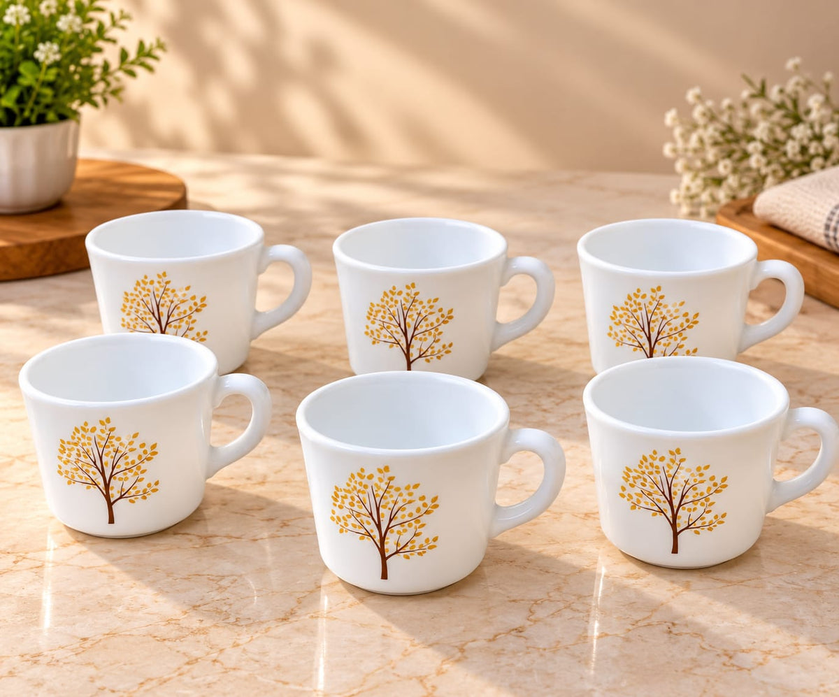 Cello Prince Tree of Life Cup Set of 6, 130 ml, White Tea and Coffee Cups