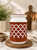 Barniwala 2000 ML Ceramic Cylindrical Storage Jar with Lid | Premium Large Kitchen Container for Pickle, Achar, Spices, Sugar, Tea, Coffee, Dry Fruits & Snacks | Stylish Pantry Organizer & Food Storage Canister