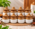 100 ML Ceramic Cylindrical Storage Jars with Lids | Pack of 8| Multipurpose Kitchen & Home Storage Containers | Spice, Masala, Dry Fruits & Condiment Organizer | Compact Decorative Ceramic Jars |