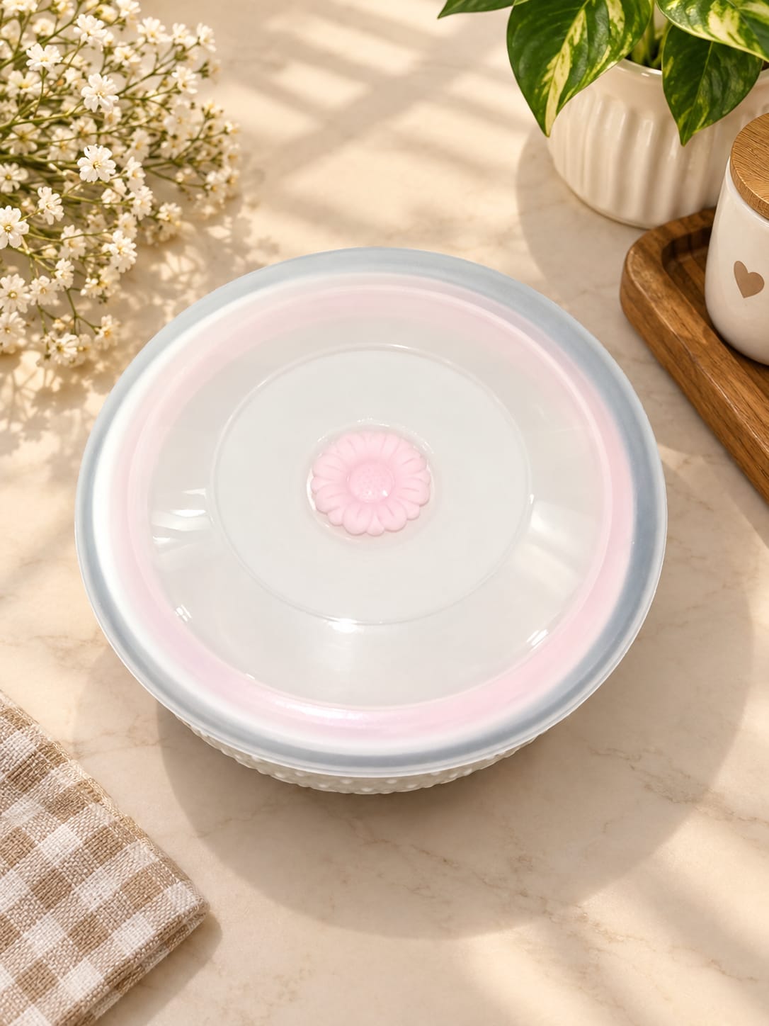 Barniwala Airtight Storage Bowl with Lid, Premium White Decorative Kitchen Container | Multipurpose Food Storage Bowl for Dry Fruits, Nuts, Snacks, Cookies, Sweets & Leftovers | Elegant Pantry Organizer