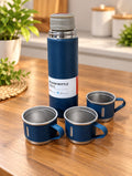 Vacuum Flask Set 500ML with 3 Stainless Steel Cups | Double Wall Insulated Thermos Bottle Set | Hot & Cold Water Flask for Home, Office & Travel