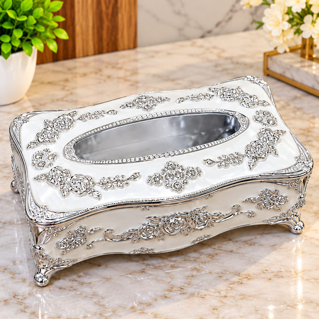 Barniwala Acrylic Tissue Box, 1 Pc | Premium Decorative Tissue Paper Holder with Elegant Floral Design | Stylish Tabletop Tissue Dispenser for Home, Office, Bathroom & Living Room