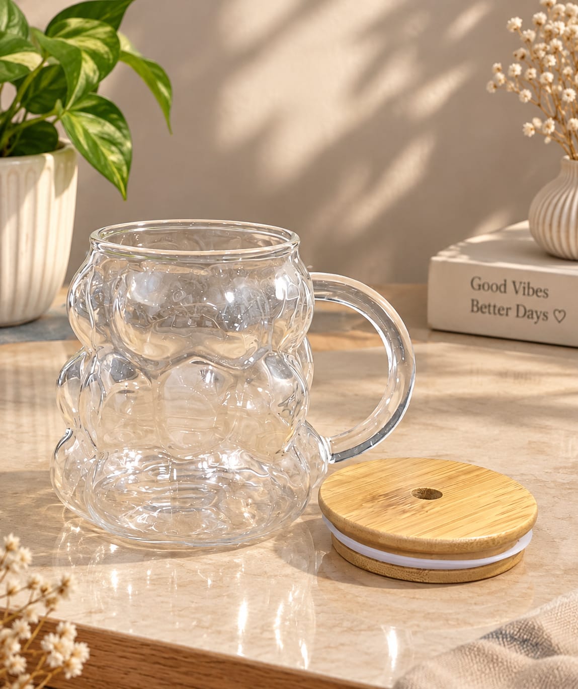 Barniwala 1 Pc Grape Shape Glass Mug | Stylish Transparent Drinking Cup | Unique Grape Design Glass Mug for Coffee, Tea, Juice, Milk, Cold Drinks & Beverages | Kitchen & Home Use