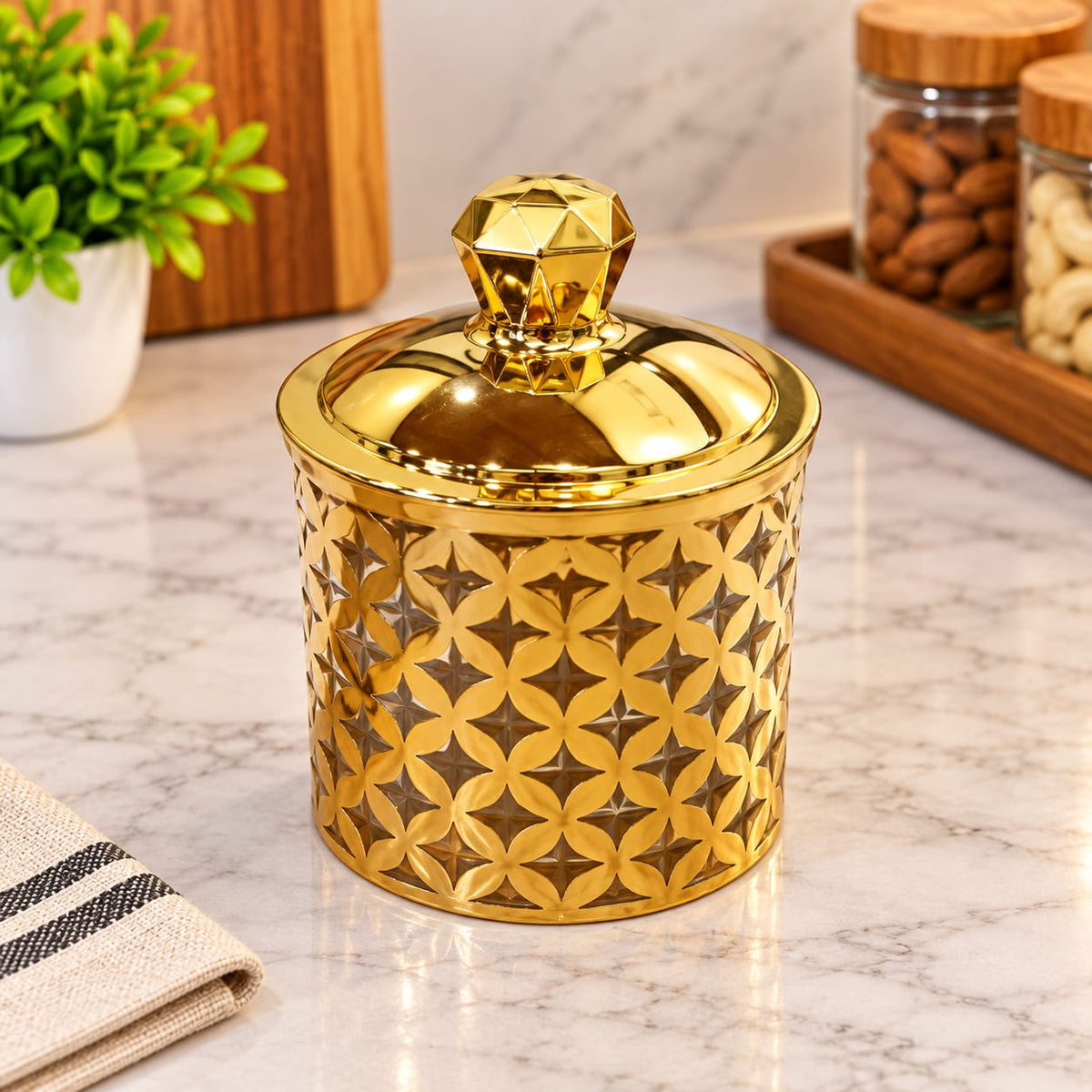 Barniwala Deluxe Canister 550 ML, 1 Pc | Premium Decorative Storage Container with Lid | Elegant Kitchen Canister for Dry Fruits, Nuts, Snacks, Cookies, Sugar, Tea & Coffee