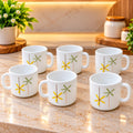 La Opala Autumn Flower Cup Set of 6 | 120 ML Floral Printed Tea & Coffee Cups | Elegant Cups for Home, Office & Gifting