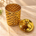 Deluxe Trellis Design Storage Canister 800 ML | Premium Golden Decorative Airtight Container with Lid | Kitchen, Dry Fruits, Spices & Multipurpose Storage Jar