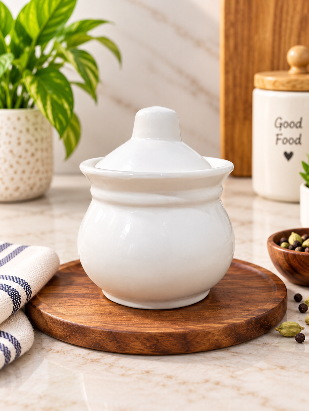 150 ML Ceramic Fancy Handi Loota Jar with Lid | Pack of 6| Decorative Multipurpose Storage Container for Kitchen, Spices, Dry Fruits & Condiments | Stylish Ceramic Jar Set