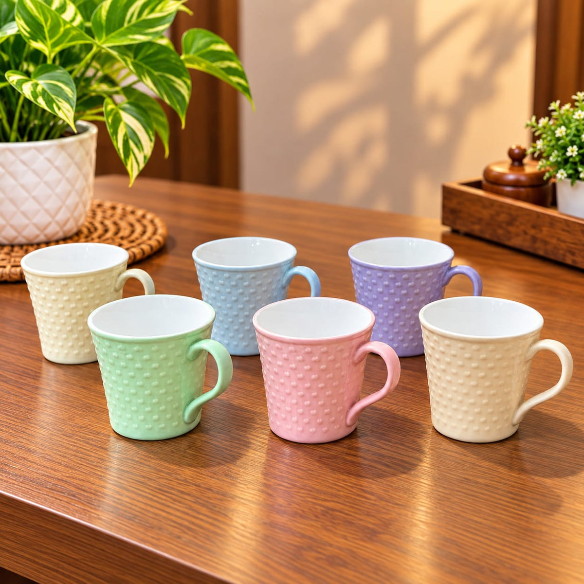 BHARAT CUP SET 6 PCS SOHA SMALL – IMPRESSION SERIES MIX COLOUR 180 ML | Stylish Tea & Coffee Cups | Multi colour Cup Set for Home, Office & Gifting