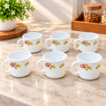 La Opala Patite Roses Cup Set of 6, 120 ML | Elegant Floral Design Tea & Coffee Cups | White Ceramic Look Tableware for Home, Office & Gifting
