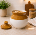 Barniwala 500 ML Ceramic Handi Lota Storage Jar with Lid | Traditional & Decorative Kitchen Container for Pickle, Achar, Spices, Sugar, Tea, Coffee, Dry Fruits & Snacks | Stylish Pantry Organizer & Food Storage Canister