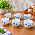 La Opala Floral Fountain Cup Set of 6, 100 ML Each, Elegant Floral Design Tea Cups, Premium Opalware Cups for Tea, Coffee, Milk & Daily Use