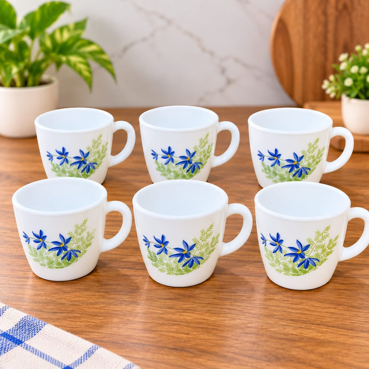 Writing      Cello Ricca Blue Primrose Cups 100 ML, Pack of 6 | Floral Printed Tea Cups for Tea, Coffee, Milk & Espresso | Elegant Small Cups for Home, Office & Daily Use