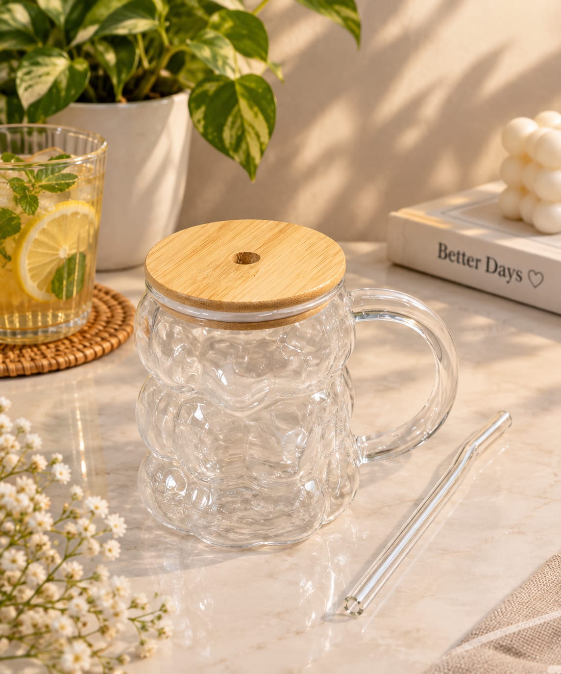 Barniwala 1 Pc Grape Shape Glass Mug | Stylish Transparent Drinking Cup | Unique Grape Design Glass Mug for Coffee, Tea, Juice, Milk, Cold Drinks & Beverages | Kitchen & Home Use