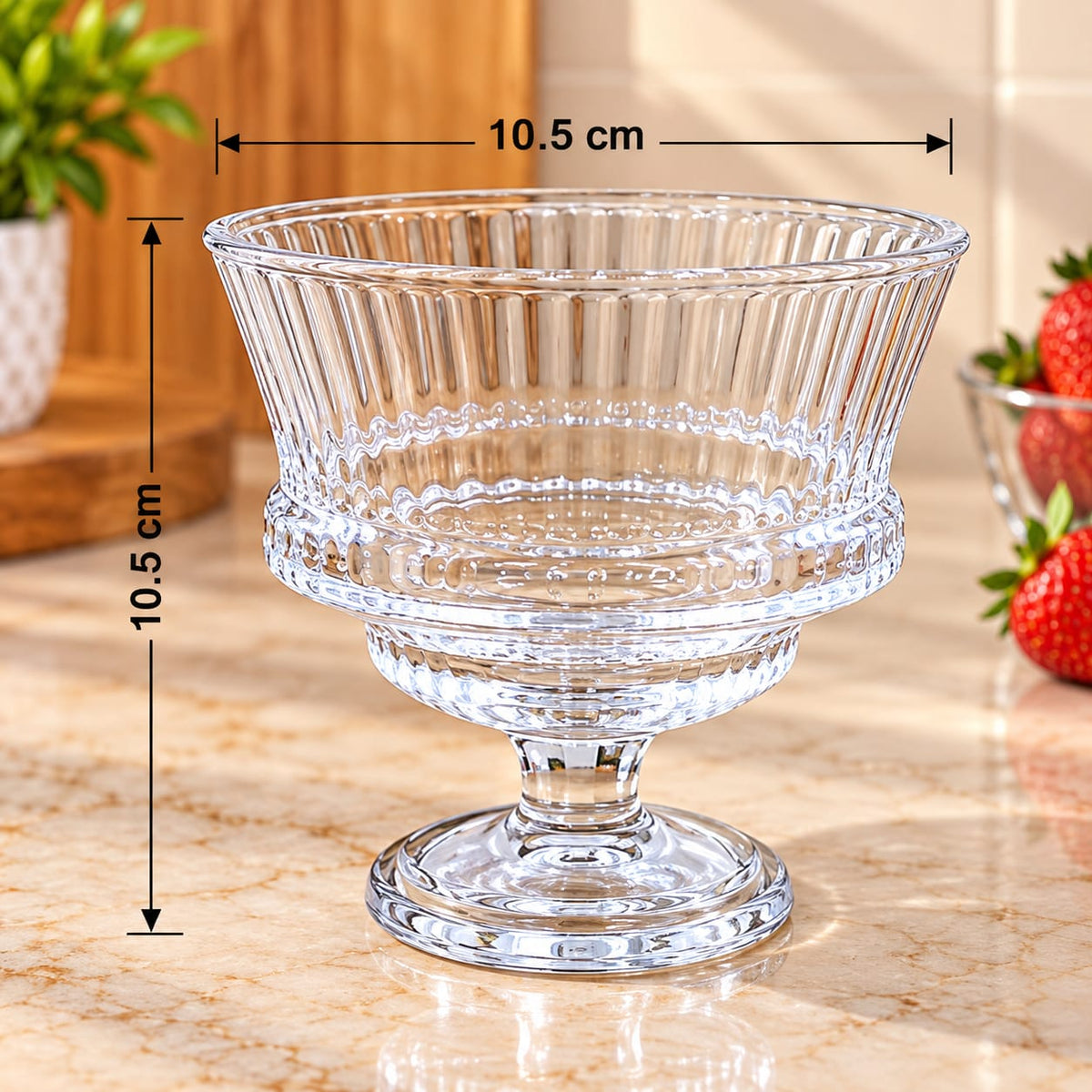 YUJING Glass Ware 260 ML Set of 3 | Premium Dessert Bowls with Footed Design | Transparent Glass Ice Cream Cups for Desserts, Pudding, Fruit, Custard & Snacks