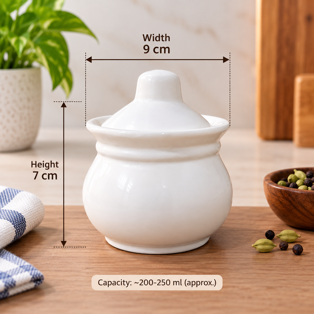 150 ML Ceramic Fancy Handi Loota Jar with Lid | Pack of 6| Decorative Multipurpose Storage Container for Kitchen, Spices, Dry Fruits & Condiments | Stylish Ceramic Jar Set