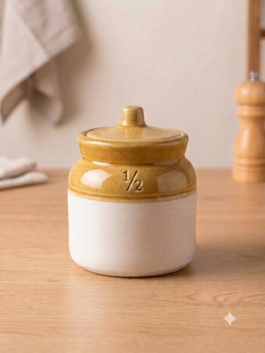 Barniwala 250 ML Ceramic Cylindrical Storage Jar with Lid | Premium Kitchen Container for Pickle, Achar, Spices, Sugar, Tea, Coffee, Dry Fruits & Snacks | Stylish Pantry Organizer & Food Storage Canister