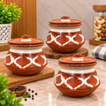 Barniwala 250 ML Ceramic Fancy Handi Jar with Lid | Decorative Kitchen Storage Container for Pickle, Achar, Spices, Sugar, Tea, Coffee, Dry Fruits & Snacks | Traditional Handi Style Storage Pot