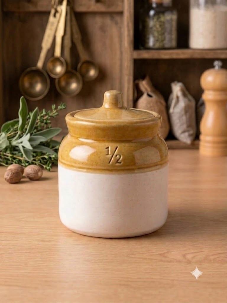 Barniwala 250 ML Ceramic Cylindrical Storage Jar with Lid | Premium Kitchen Container for Pickle, Achar, Spices, Sugar, Tea, Coffee, Dry Fruits & Snacks | Stylish Pantry Organizer & Food Storage Canister