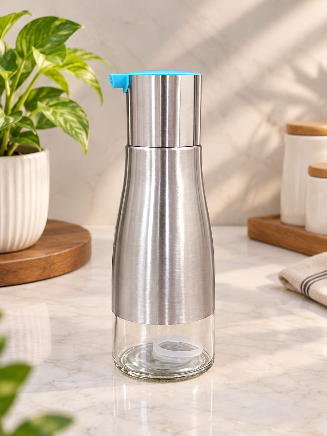 Barniwala 1 Pc Oil Dispenser Bottle for Kitchen | Reusable Cooking Oil Bottle with Easy Pour Spout | Leak-Proof Kitchen Oil Container for Cooking Oil, Vinegar, Sauce & Liquid Condiments