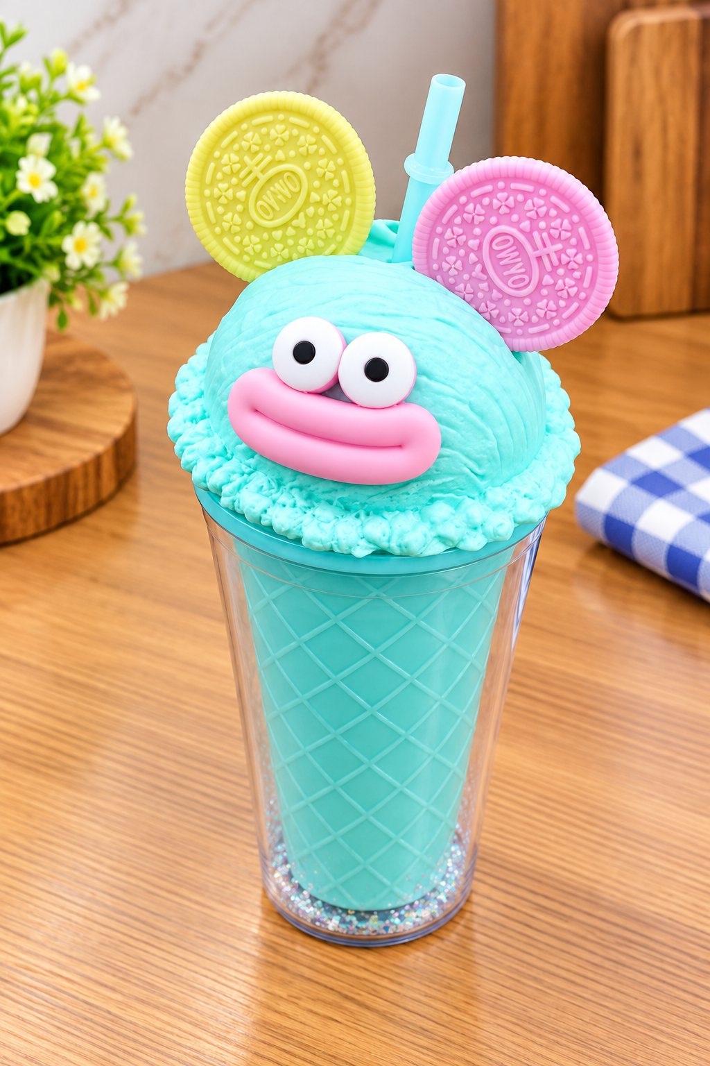 Barniwala Ice Cream Sipper Bottle for Kids, Cute Cartoon Character Water Bottle with Straw & Fun Lid, Reusable Drinking Bottle for School, Travel & Home