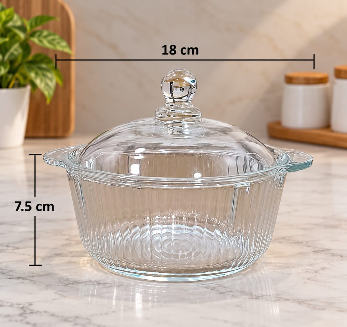 Barniwala Crystal Glass Pot with Lid, 1 Pc | Elegant Transparent Kitchen Storage Container | Multipurpose Serving & Storage Jar for Dry Fruits, Snacks, Sweets, Sugar & More