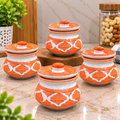 Barniwala 150 ML Ceramic Fancy Handi Storage Jar with Lid, Pack of 4 | Decorative Mini Kitchen Container for Pickle, Achar, Spices, Sugar, Tea, Coffee & Dry Fruits | Traditional Ceramic Food Storage Canister