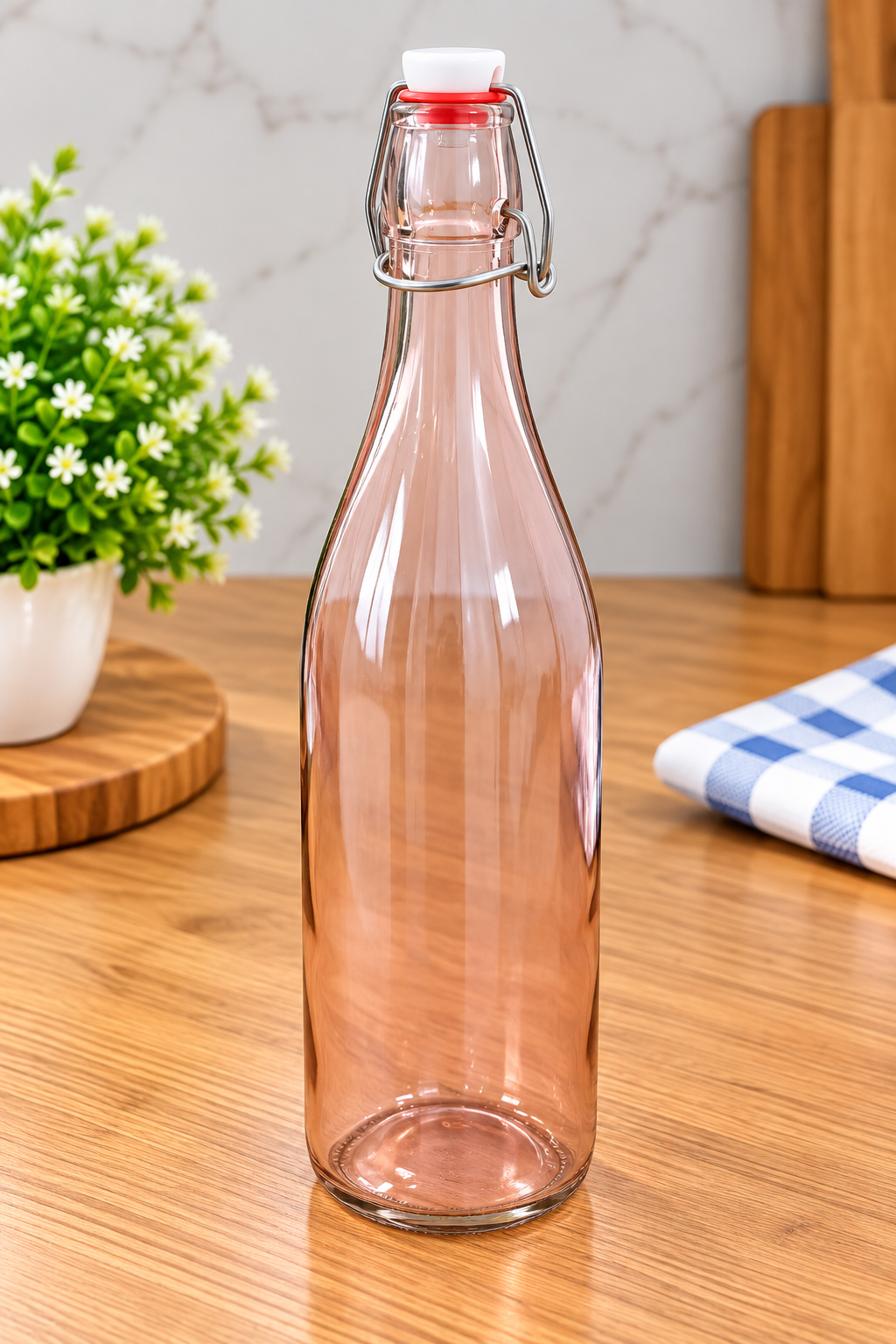 Barniwala Swing Top Glass Bottle with Airtight Clamp Lid, Reusable Beverage & Storage Bottle for Water, Juice, Milk, Cold Drinks, Syrups & Kitchen Storage