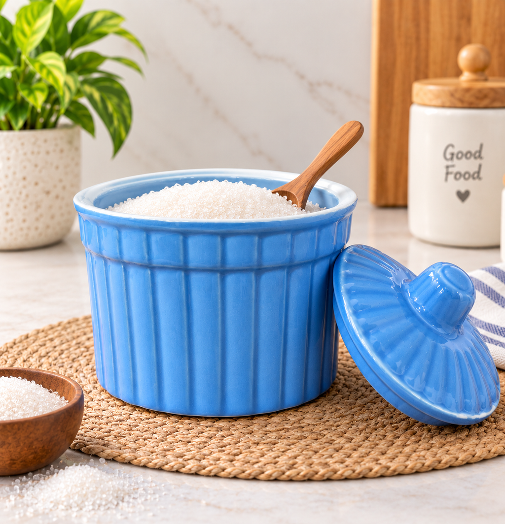 250 ML Ceramic Butter Pot with Lid | Pack of 3| Multipurpose Kitchen Storage Container for Butter, Ghee, Spreads & Condiments | Decorative Ceramic Food Storage Jar