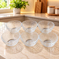 Ribbed Pattern Glass Dessert Bowls Set of 6 | Clear Glass Serving Bowls for Ice Cream, Desserts, Snacks & Fruits | Elegant Tableware