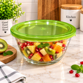 Barniwala Glass Bowl with Green Airtight Lid, 1 Pc | Transparent Kitchen Storage Container for Dry Fruits, Nuts, Snacks, Fruits, Leftovers & Food | Multipurpose Refrigerator & Pantry Organizer