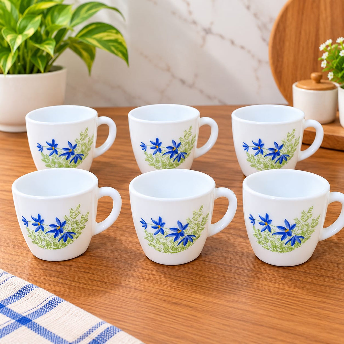 Writing      Cello Ricca Blue Primrose Cups 100 ML, Pack of 6 | Floral Printed Tea Cups for Tea, Coffee, Milk & Espresso | Elegant Small Cups for Home, Office & Daily Use