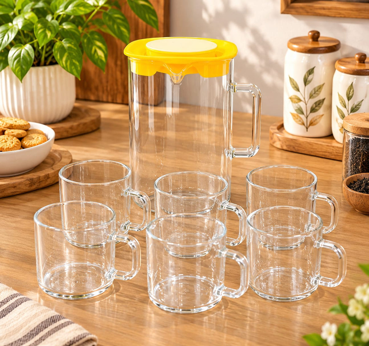 Barniwala Borosilicate Glass Coffee Mugs Set of 6 | Transparent Heat Resistant Glass Cups with Handles | Premium Tea, Coffee, Milk & Beverage Cups for Home, Kitchen, Office & Café