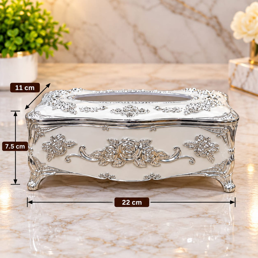 Barniwala Acrylic Tissue Box, 1 Pc | Premium Decorative Tissue Paper Holder with Elegant Floral Design | Stylish Tabletop Tissue Dispenser for Home, Office, Bathroom & Living Room