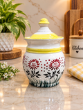 Barniwala 500 ML Ceramic Bulb Storage Jar with Lid | Decorative Kitchen Container for Pickle, Achar, Spices, Sugar, Tea, Coffee, Dry Fruits & Snacks | Stylish Food Storage Canister