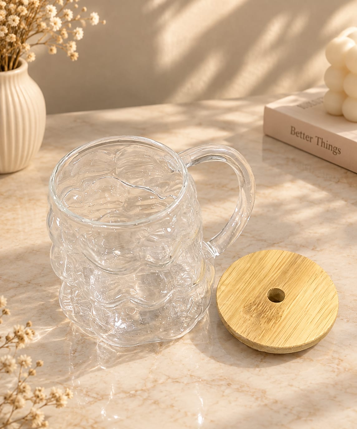 Barniwala 1 Pc Grape Shape Glass Mug | Stylish Transparent Drinking Cup | Unique Grape Design Glass Mug for Coffee, Tea, Juice, Milk, Cold Drinks & Beverages | Kitchen & Home Use