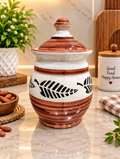 Barniwala 1000 ML Ceramic Bulb Storage Jar with Lid | Large Decorative Kitchen Container for Pickle, Achar, Spices, Sugar, Tea, Coffee, Dry Fruits & Snacks | Stylish Food Storage Canister