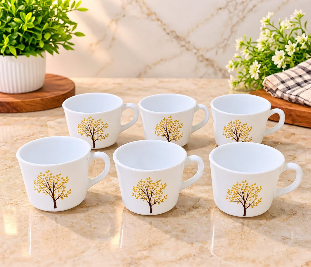 Cello Prince Tree of Life Cup Set of 6, 130 ml, White Tea and Coffee Cups