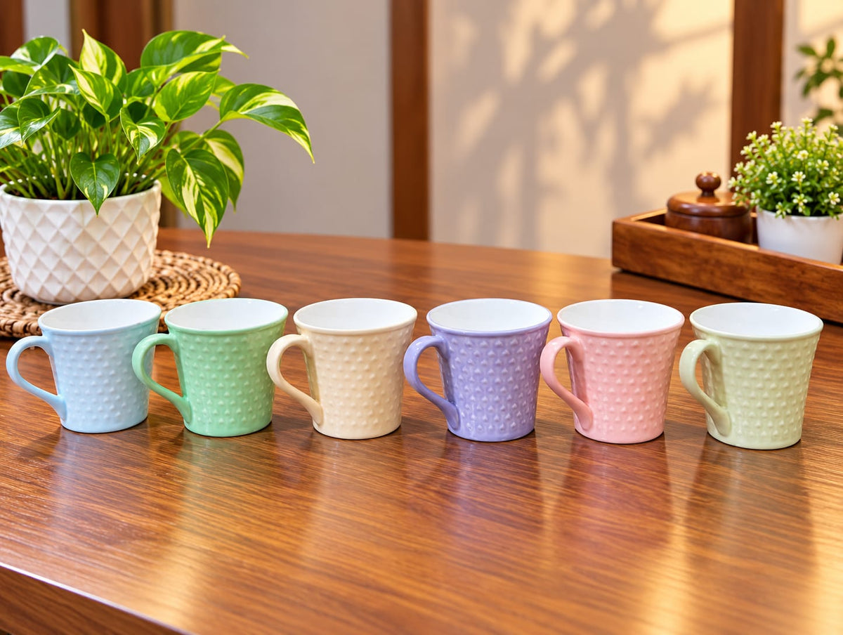 BHARAT CUP SET 6 PCS SOHA SMALL – IMPRESSION SERIES MIX COLOUR 180 ML | Stylish Tea & Coffee Cups | Multi colour Cup Set for Home, Office & Gifting