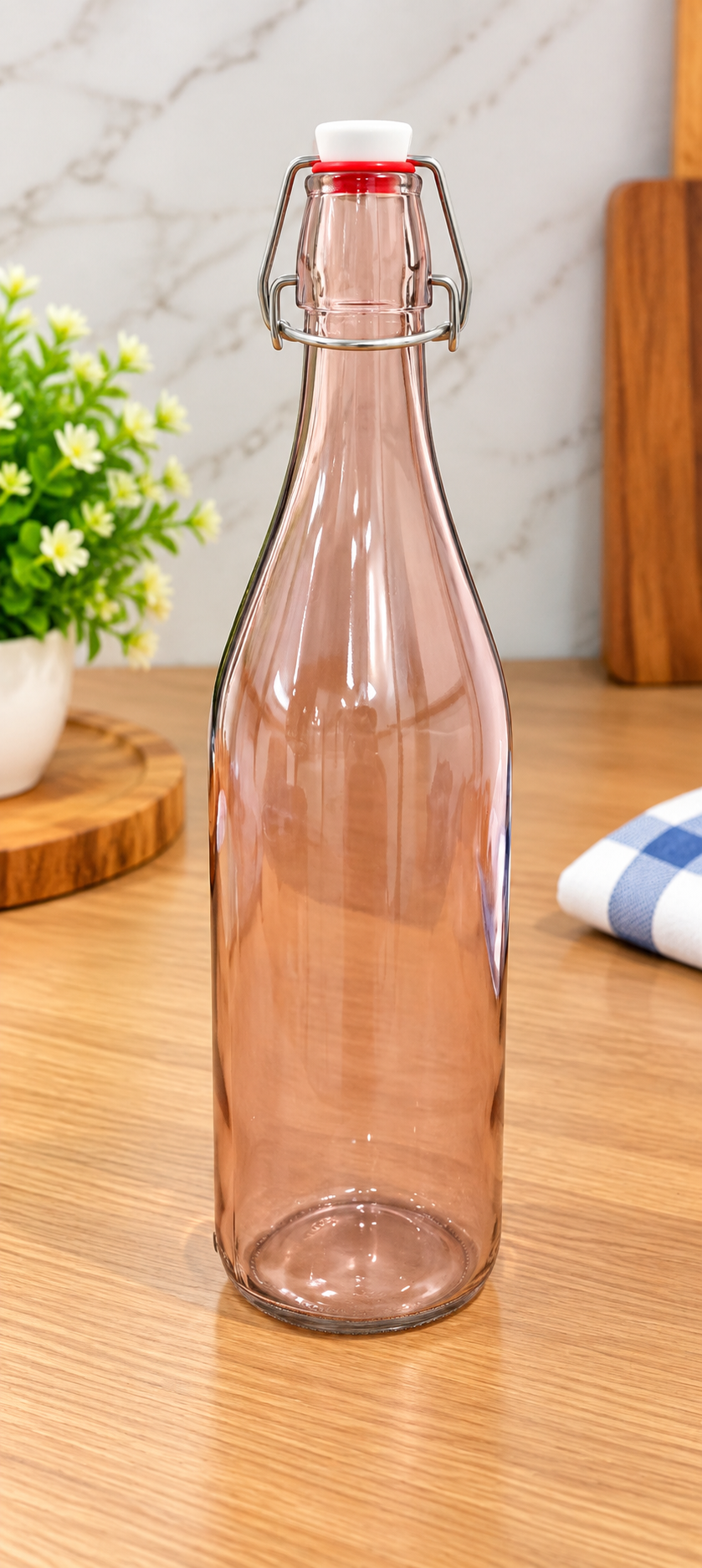 Barniwala Swing Top Glass Bottle with Airtight Clamp Lid, Reusable Beverage & Storage Bottle for Water, Juice, Milk, Cold Drinks, Syrups & Kitchen Storage