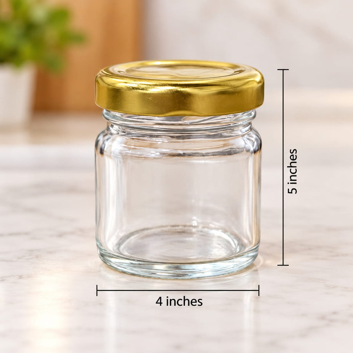 Cylindrical Glass Jars 40 ML with Golden Metal Lid, Set of 12 | Mini Glass Storage Containers for Spices, Dry Fruits, Crafts, Cosmetics & Kitchen Storage
