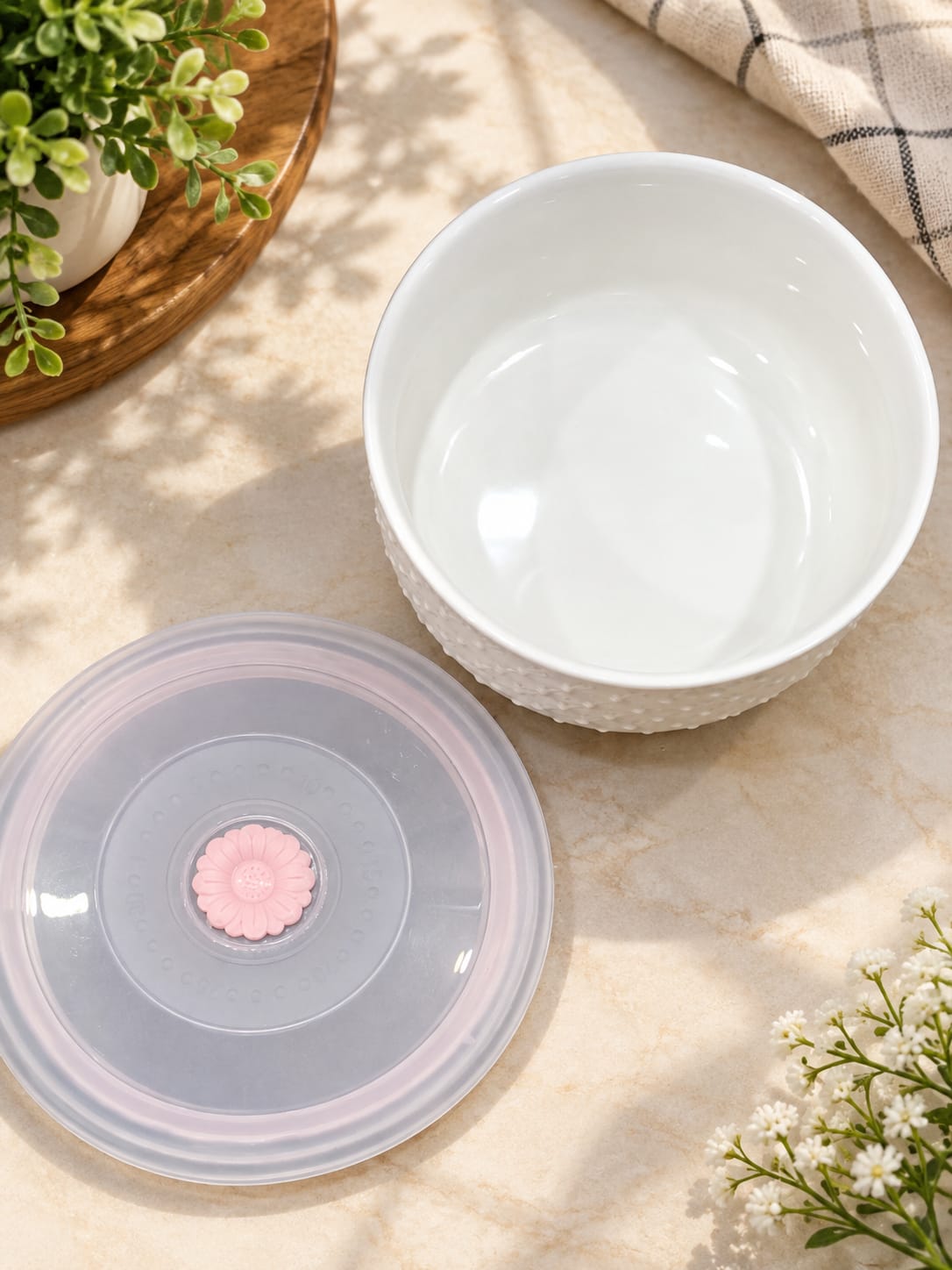Barniwala Airtight Storage Bowl with Lid, Premium White Decorative Kitchen Container | Multipurpose Food Storage Bowl for Dry Fruits, Nuts, Snacks, Cookies, Sweets & Leftovers | Elegant Pantry Organizer