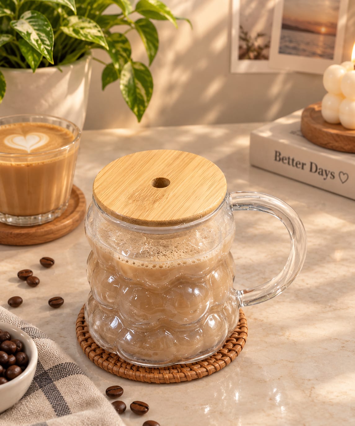 Barniwala 1 Pc Grape Shape Glass Mug | Stylish Transparent Drinking Cup | Unique Grape Design Glass Mug for Coffee, Tea, Juice, Milk, Cold Drinks & Beverages | Kitchen & Home Use