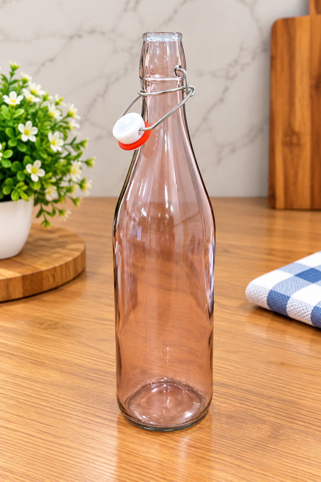 Barniwala Swing Top Glass Bottle with Airtight Clamp Lid, Reusable Beverage & Storage Bottle for Water, Juice, Milk, Cold Drinks, Syrups & Kitchen Storage