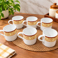 BHARAT Cup Set 6 Pcs King Magic Series 200 ML | Stylish White Tea & Coffee Cups with Golden Decorative Design | Premium Cup Set for Home, Office & Gifting