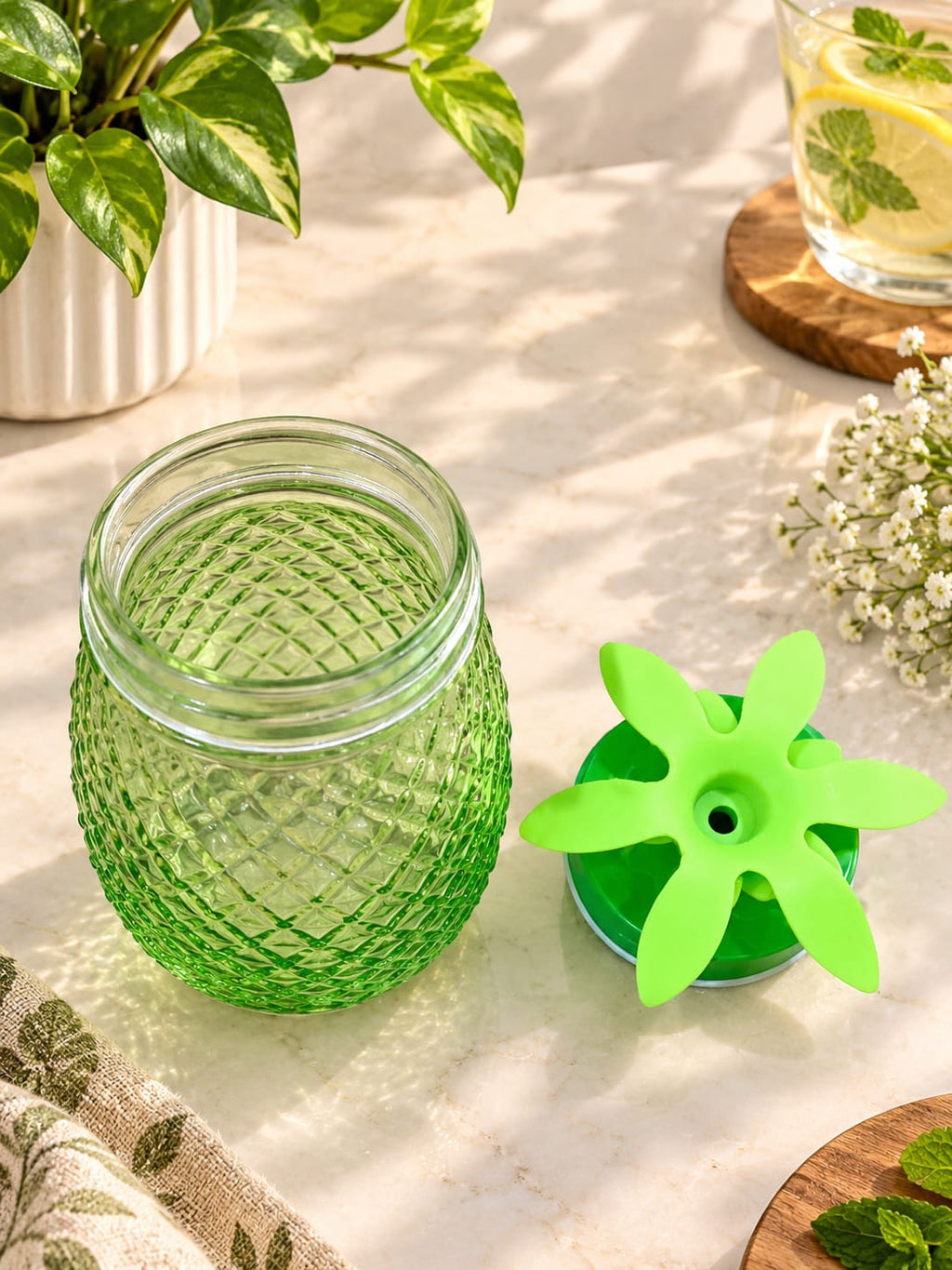 Barniwala 1 Pc Mason Jar with Lid | Glass Storage & Drinking Jar | Multipurpose Glass Jar for Juice, Water, Milk, Smoothies, Cold Coffee & Beverages | Kitchen & Home Use